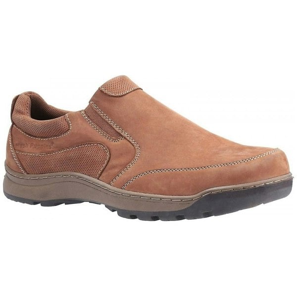 Hush Puppies Mens Jasper Slip On Leather Shoes - Tan