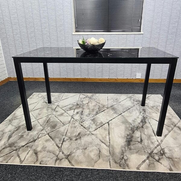 Kosy Koala Dining Table Black Glass Kitchen Place for 6 Seats, Dining Table Only (Black H 75 x L 134 x W 70 cm)