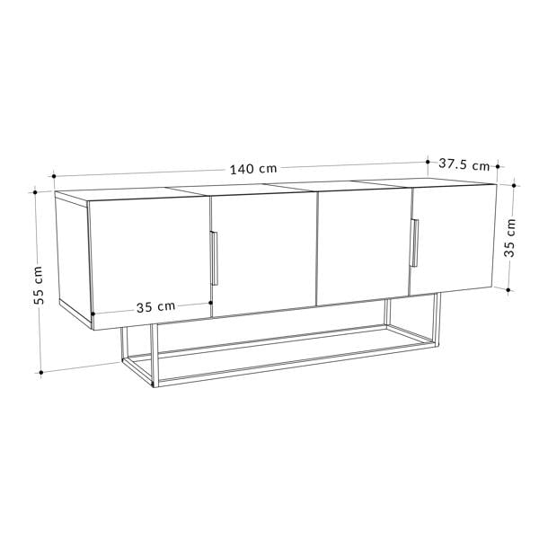 Decortie Tontini Modern TV Unit Multimedia Centre with Storage TV Cabinet 140cm