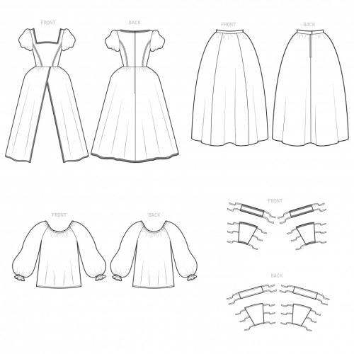 Simplicity Sewing Pattern 9090, Dresses, Costumes, Vintage Style for Women, H5 (6-8-10-12-14) - Intermediate
