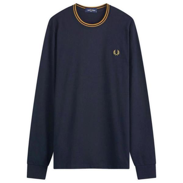 Fred Perry Long Sleeve Twin Tipped Navy T-Shirt L
