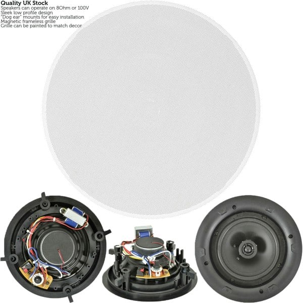 1600W Bluetooth Sound System 8x 100W Slim Ceiling Speaker 8 Zone Mixer Amplifier