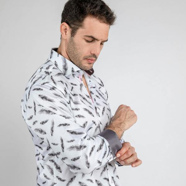 FEATHERS FLOATING PRINT SHIRT - Premium Men's Patterned Shirt by Claudio Lugli | Bold Design, Tailored Fit, Best Printed Shirts