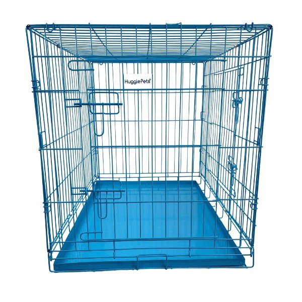 HugglePets Blue Dog Cage with Metal Tray