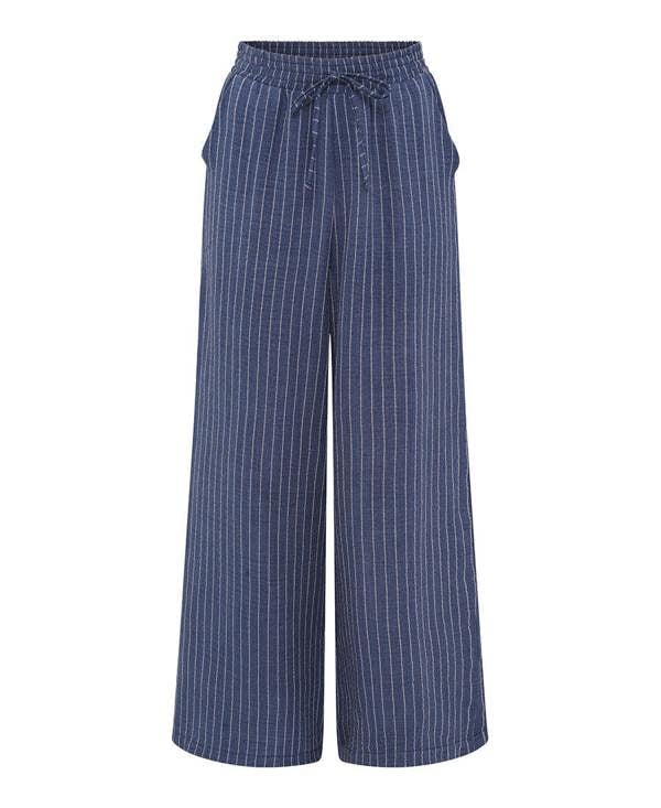 Needs No Label Blue Stripe Wide Leg Trousers