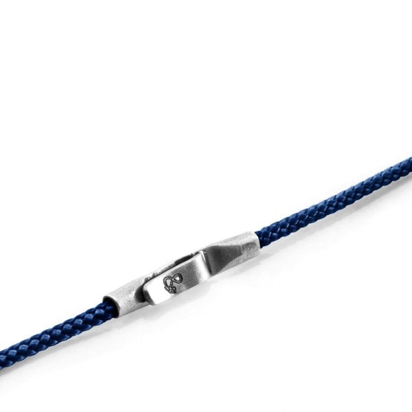 Anchor & Crew Navy Blue Liverpool Silver and Rope Bracelet