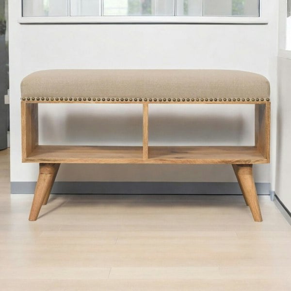 Artisan Furniture Solid Wood Studded Linen Open Bench