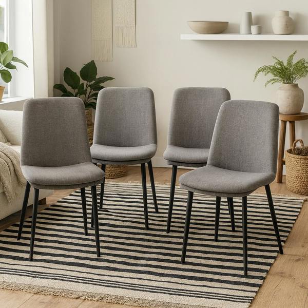 Wyld Haus Set of 4 Mosslight Grey Upholstered Dining Chairs