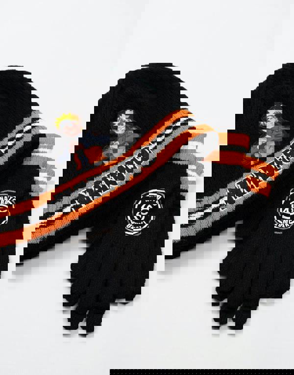 Naruto Boys Black Character Beanie and Gloves Set (One Size)
