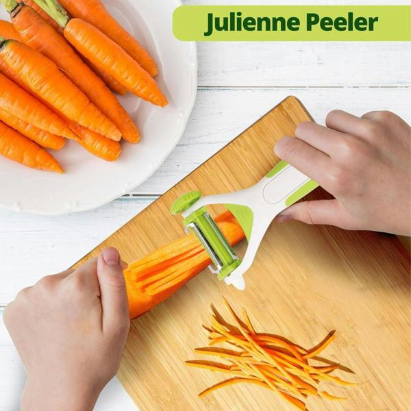 Top 3 3-in-1 Food Straight Julienne Serrated Peeler for Vegetables and Fruit