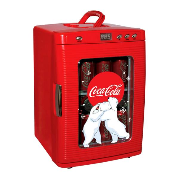 Coca-Cola 25L Mini Fridge – 28 Can Tabletop Cooler & Warmer for Drinks, Snacks or Home Use (Red)