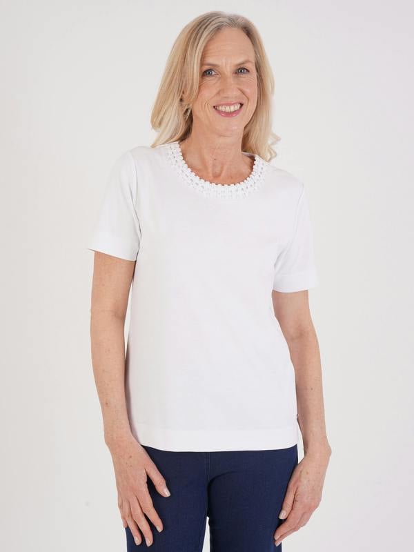 TIGI Lattice Neckline Detail Top