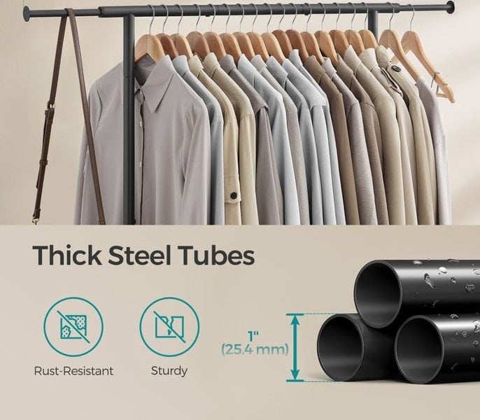 Modcraft Adjustable Clothes Rail in Ink Black and Sturdy Construction