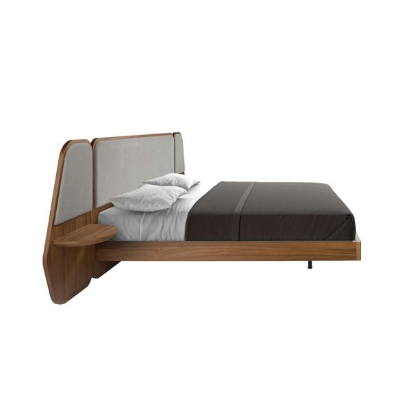 Angel Cerdá Bed Walnut and Grey Fabric 7175