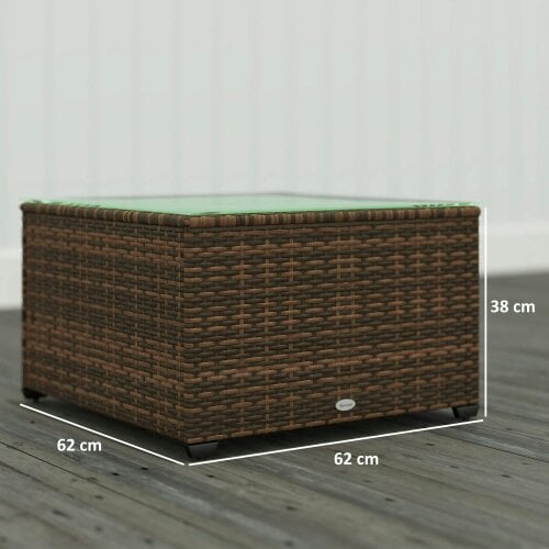 Wyld Haus Nolone Brown Rattan Outdoor Glass Top Side Table