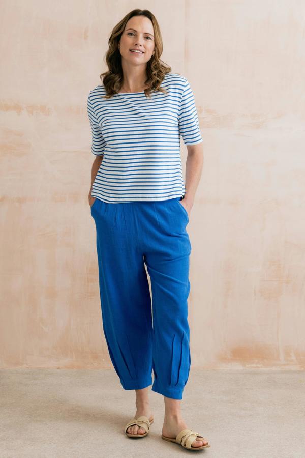 Lily & Me Kite Boxy Stripe T-Shirt Cobalt