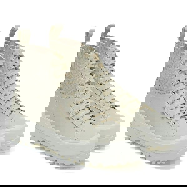 Superga Womens 2644 Alpina Knitted Nappa Leather High Tops - Light Beige Eggshell/Avorio