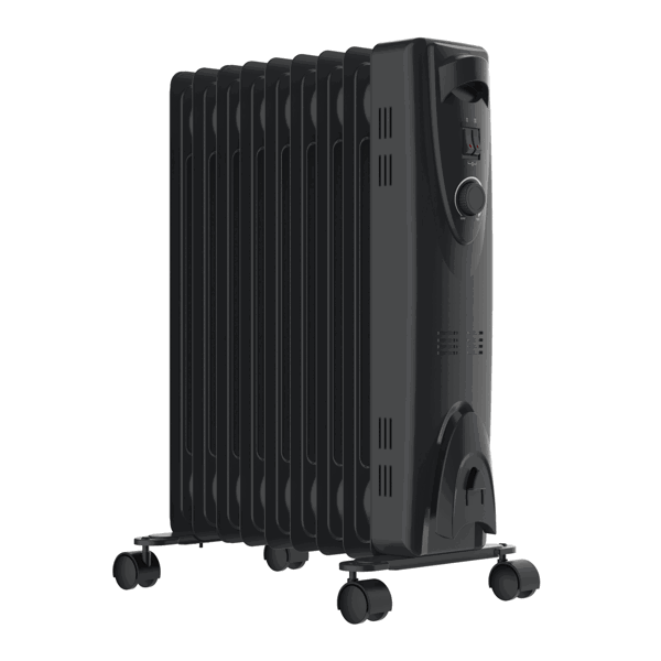 MYLEK Oil Filled Radiator 2000W Portable Heater Thermostat 3 Heat Settings Grey