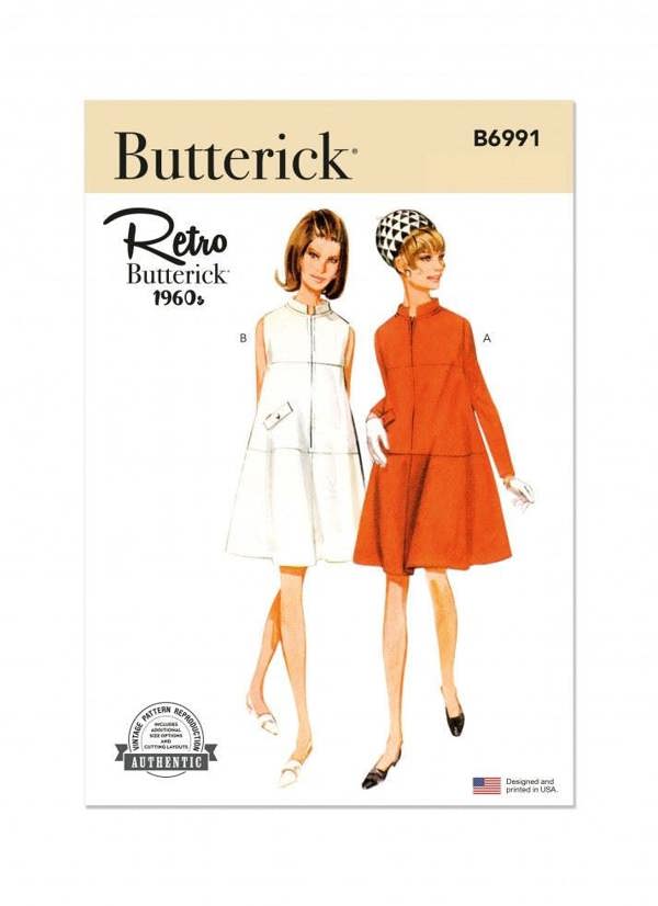Butterick Sewing Pattern 6991, Dresses, Vintage Style for Women, K5 (8-10-12-14-16) - Easy