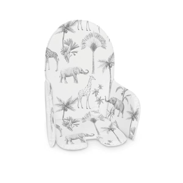Ceba Waterproof & Soft Padded Highchair Seat Insert - Monochrome Safari Animals