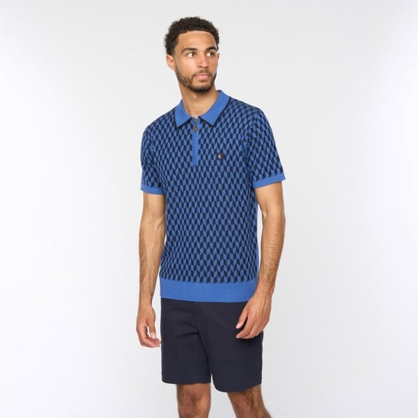 Gabicci V54GM12 Mens Carter Short Sleeve Zip Neck Knitted Polo Gabicci Vintage - SAPPHIRE