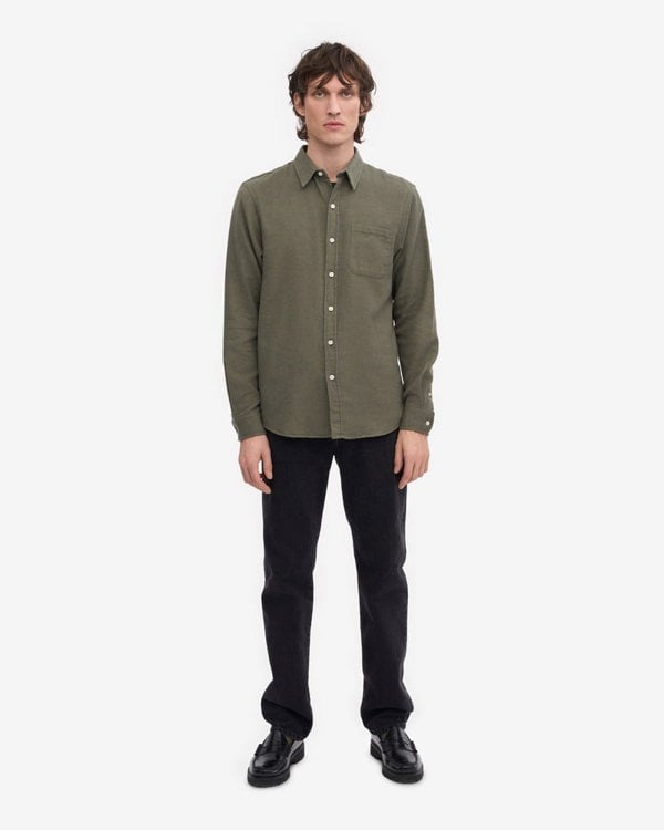 Colorful Standard Mens Organic Flannel Shirt - Dusty Olive
