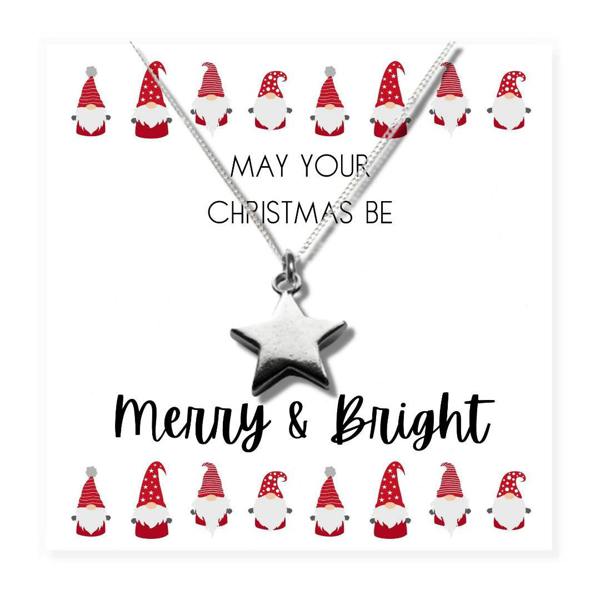 Aye Do Gifts Merry & Bright Christmas Gift Box, Silver Star Necklace & Chocolates