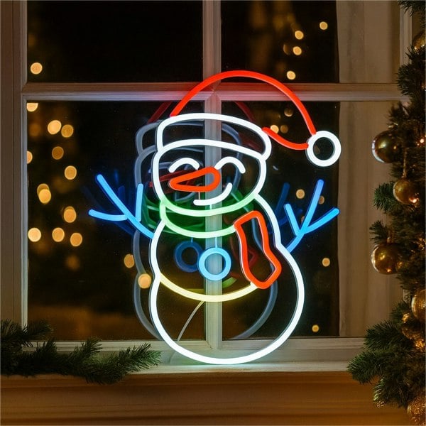 Xmas Haus  Silhouette Neon Light   36x40cm USB LED   Christmas Decoration Snowman