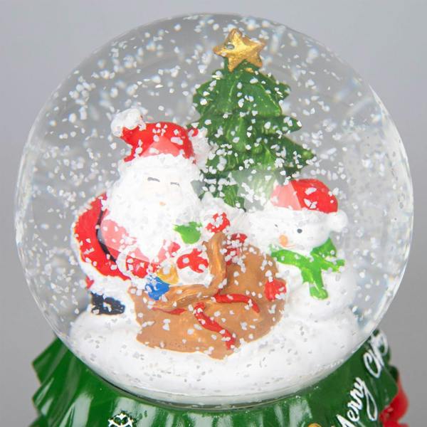 15cm Musical Christmas Snow Globe with Traditional Santa Scene and Resin Base image 4