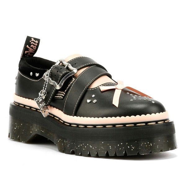 Dr. Martens Kemsley Athena Leather Women's Black/Powder Pink Shoes