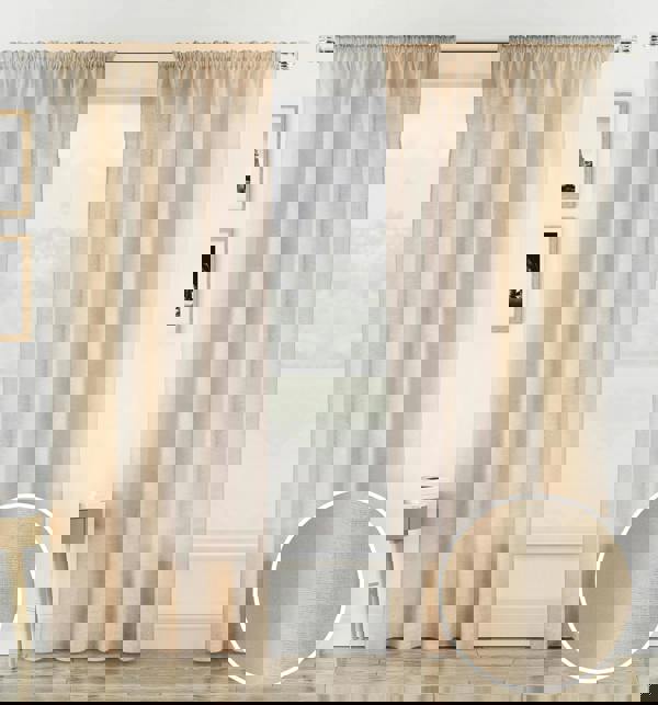Tyrone Textiles Plain Linen-Look Voile Panels Pair with Rod Pocket Header