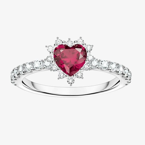 THOMAS SABO Romance Silver Ruby Cubic Zirconia Heart Ring TR2484-013-10
