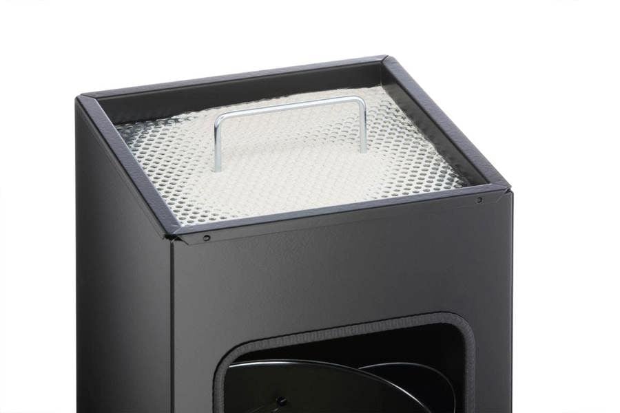 Durable Square Metal Waste Bin with Integrated Sand Ashtray | 17L | Black