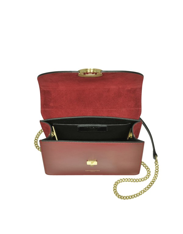 Le Parmentier New Ondina Color Block Flap Top Satchel Bag - Navy / Burgundy