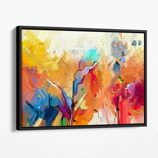 Artze Wall Art Abstract Colourful Orange Pink Red Wall Art Canvas Print