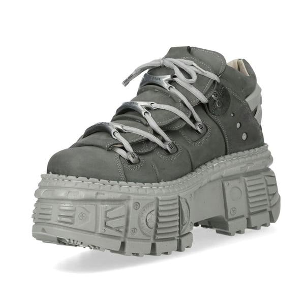 New Rock M-106WALL-C63 Grey Leather Urban Gothic Ankle Boots