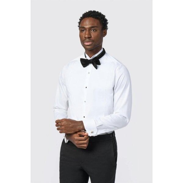 Alexandre Silver Alexandre Tailored Fit White Non-Iron Bib Dress Double Cuff Shirt