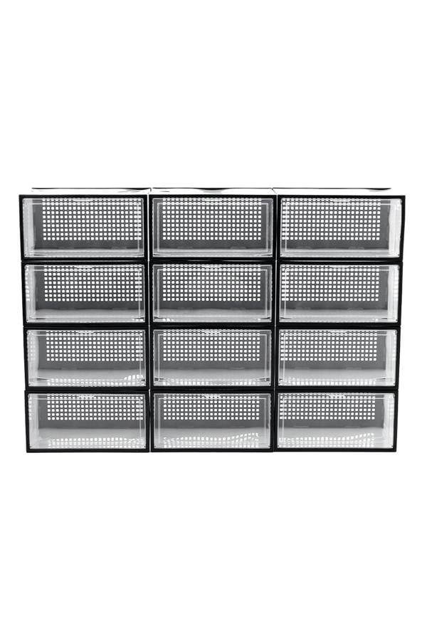 Living and Home 12Pcs Clear Plastic Stackable Shoe Storage Box