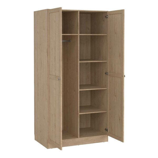 Wyld Haus Cherryfern Natural Oak Wood Wardrobe 2 Frame Doors