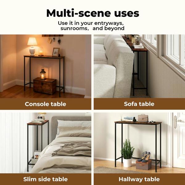 Levede Narrow Console Table Slim Entryway Hallway Sofa Table Display Shelf Wood Steel