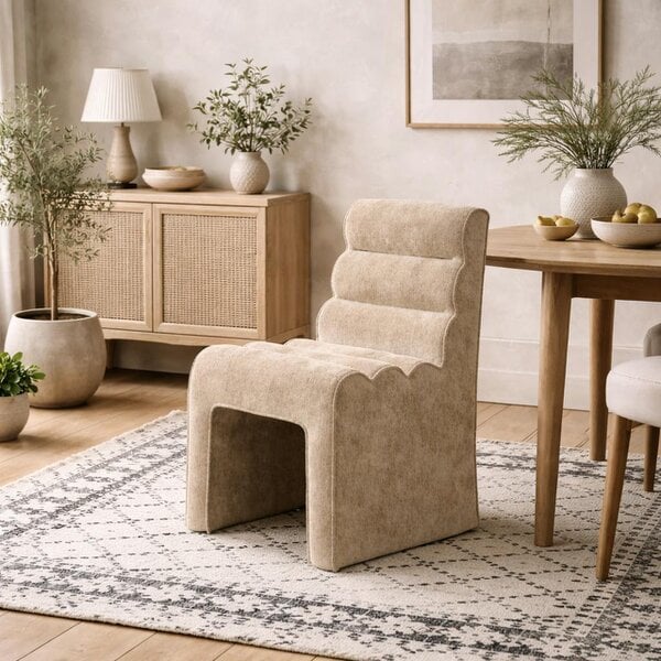 Wyld Haus Midleton Retro Upholstered Honey Chenille Ribbed Dining Chair