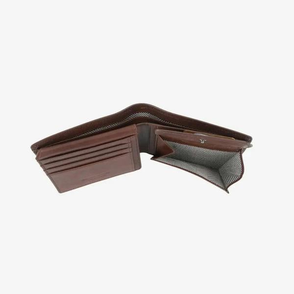 Dark Brown leather wallet on a white background