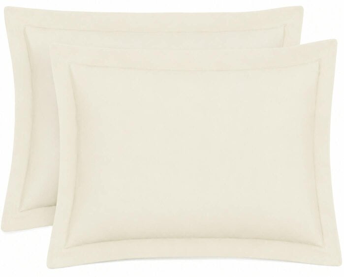 Night Zone 200 Thread Count Egyptian Cotton Pillowcases Pair – Hotel Quality Bed Linen - Cream - Oxford Pillow Cases