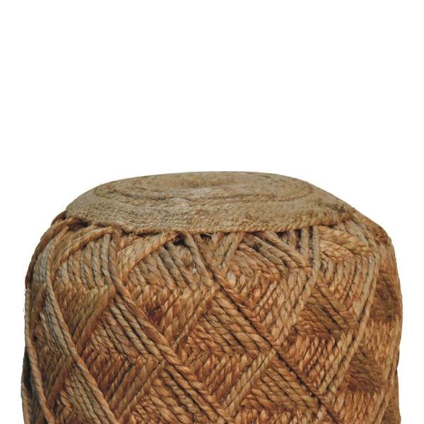 Artisan Furniture Solid Wood Jute Fiber Footstool Large Pattern