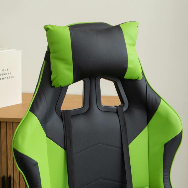 Samuel Alexander Ergonomic Gaming Chair with Footrest and Removable Pillows in Green