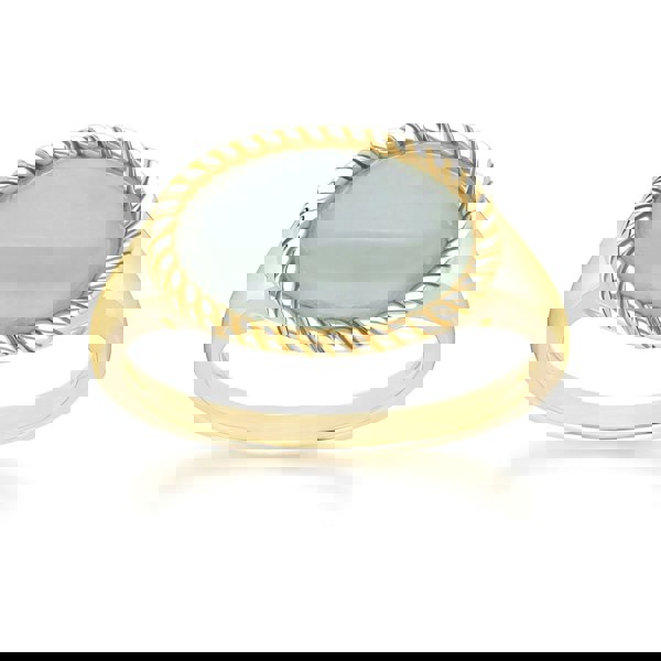 Gemondo Classic Oval Green Jadeite Ring in 9ct Yellow Gold
