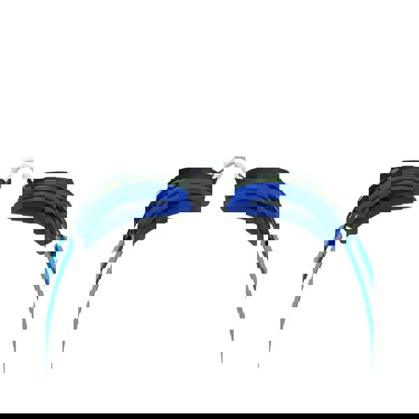 Speedo Vanquisher 3.0 mirrored junior swim goggles in blue and black silicone with adjustable straps