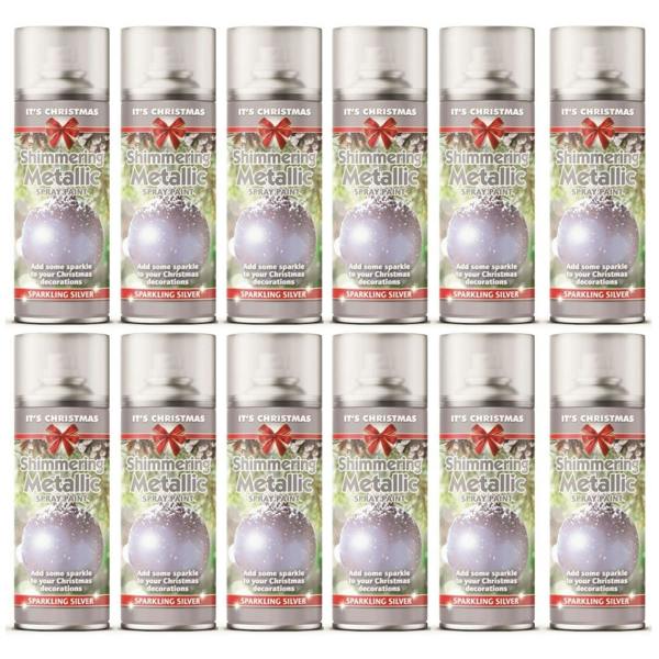 Rapide 12X - Rapide Christmas Metallic Silver 200ml Spray Paint