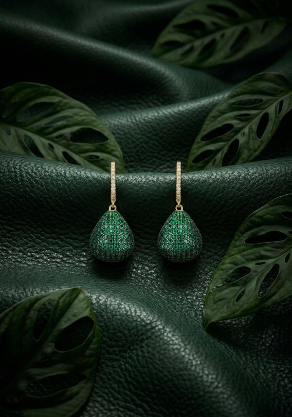 Latelita Valerie Pear Drop Gemstone Earring Gold Emerald Green