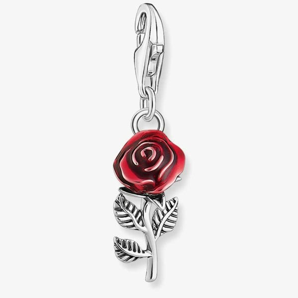 THOMAS SABO Silver Blackened Red Rose Charm 2076-664-10